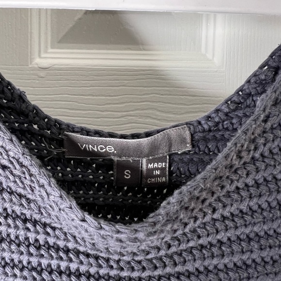 Vince Charcoal Cotton Knit Slouchy Sweater - Picture 3 of 6